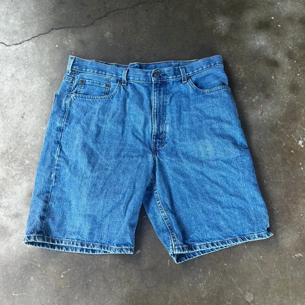 Levi's 550 Denim Shorts Mens 38 Blue Excellent Relaxed Fit Medium Wash